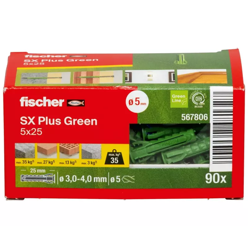 Tassello Fischer SX Plus verde 25 mm 90 pezzi