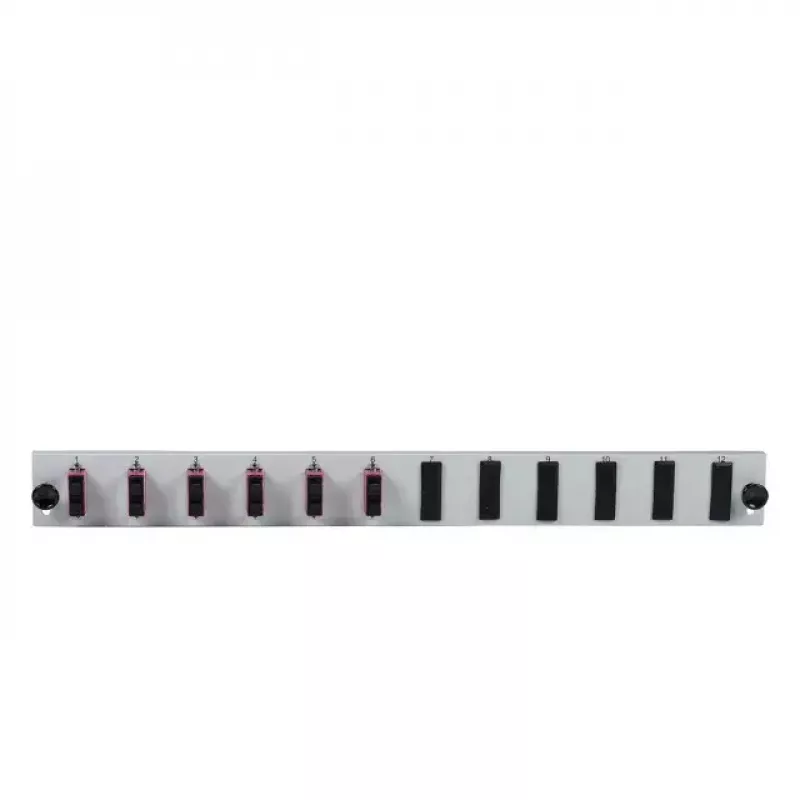Accessorio patch panel EFB Elektronik SB-FP-6SC-D-V-OM4 — montaggio rack 1U, 432×13×43,5 mm, grigio
