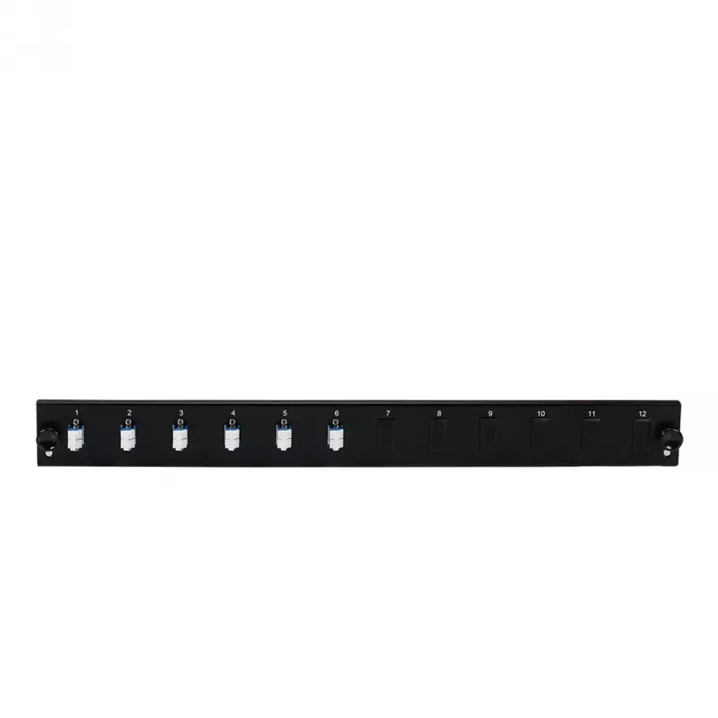 EFB Elektronik SB-FP-S-6SC-S-OM3 Pannello frontale a 12 porte con 6 accoppiatori LC duplex OM3, nero, 1U