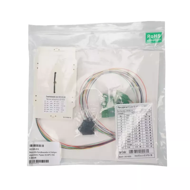 EFB Elektronik 53100.211 Cassetto di giunzione equipaggiato con pigtail SC OS2 colorati, 0,8 m