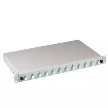 EFB Elektronik B71901L12OM3 Muffola di giunzione in fibra, LC 50/125 µm OM3, 12 pigtail/6 accoppiatori, 19 pollici, estraibile