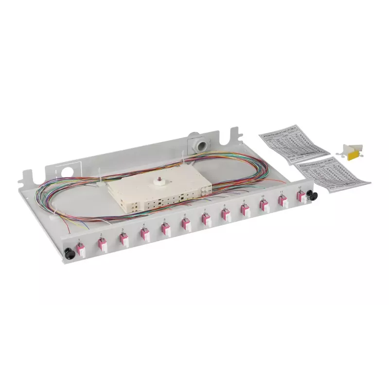 Patch panel EFB Elektronik BA71901L24OM4 1U LC OM4 grigio metallo montaggio rack