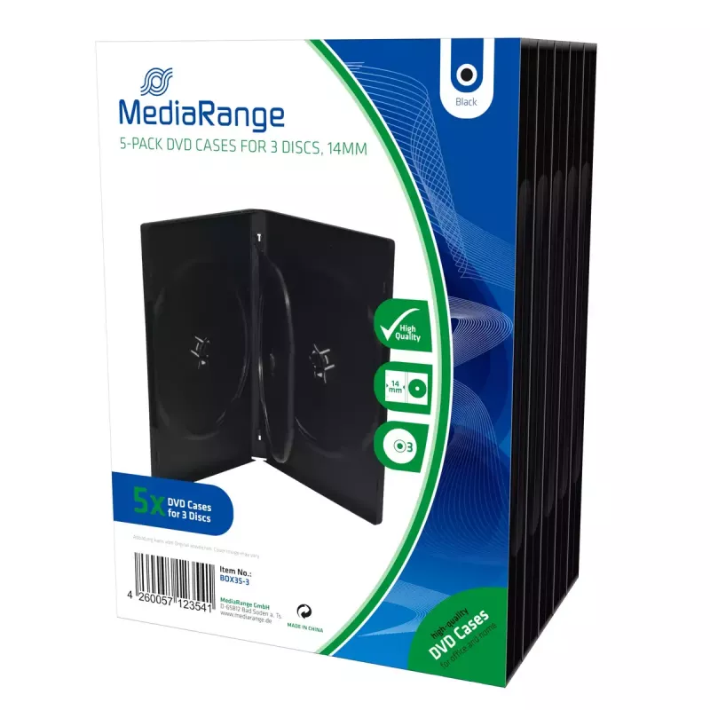 Custodia DVD MediaRange BOX35-3 nero 3 dischi