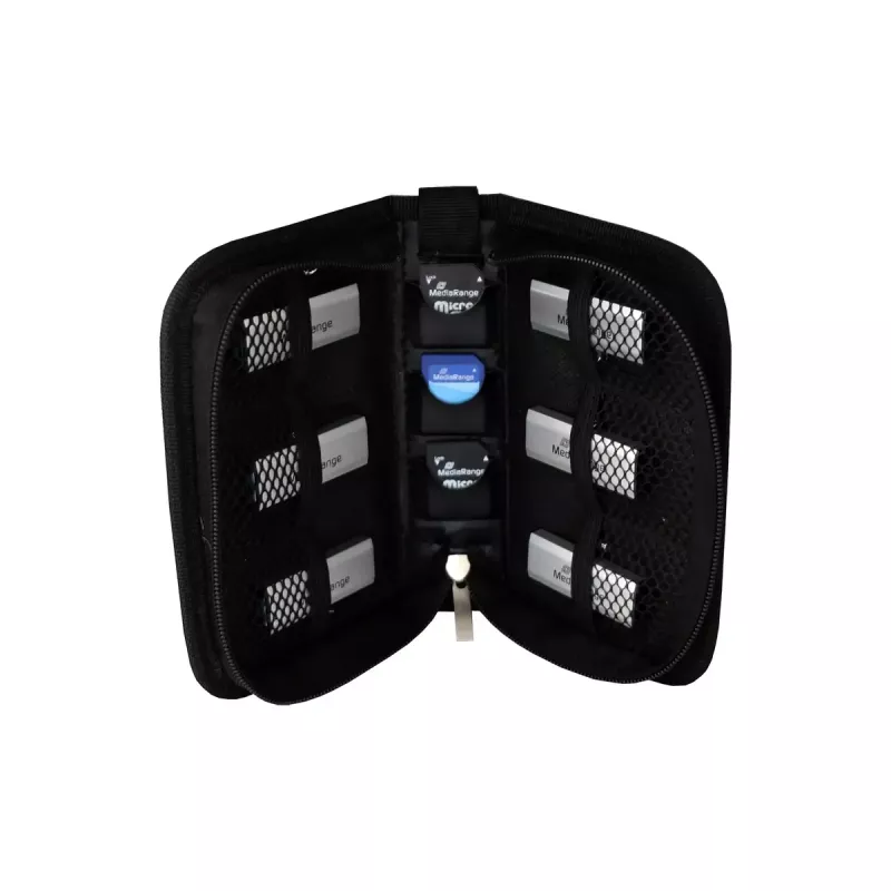 Porta schede di memoria MediaRange BOX98 per 3 schede nylon nero