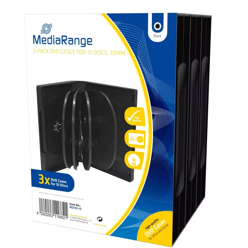 Custodia DVD MediaRange BOX35-10 nera per 10 dischi