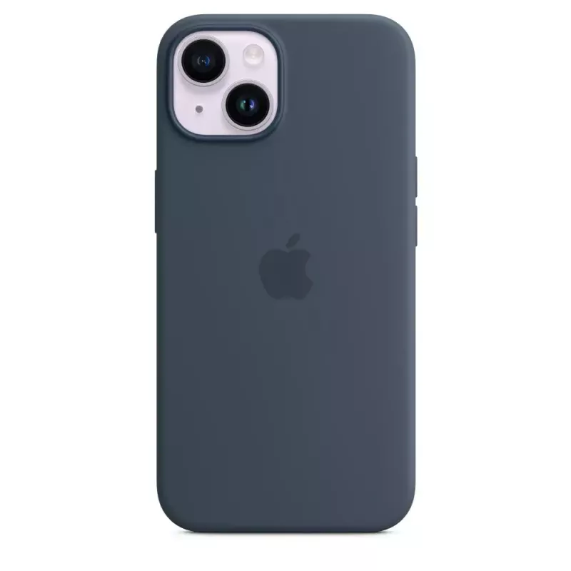Custodia in silicone Apple iPhone 14 MagSafe Storm Blue