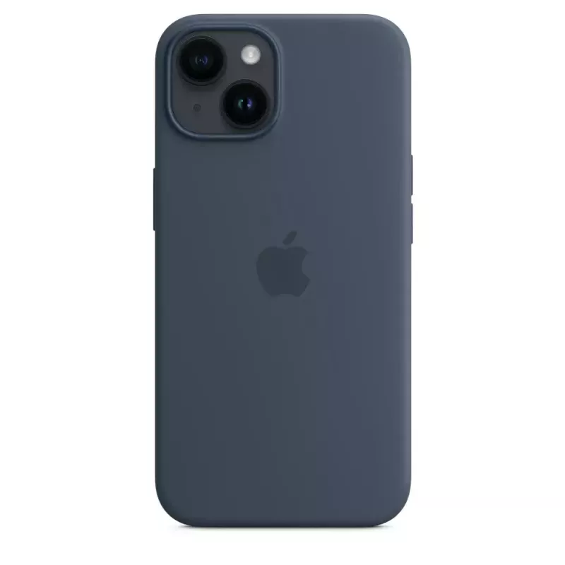 Custodia in silicone Apple iPhone 14 MagSafe Storm Blue