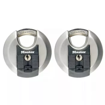 Lucchetto a disco MASTER LOCK 70 mm acciaio inox con chiave unica confezione da 2