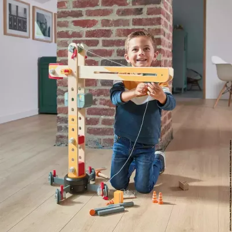 JANOD Grande gru multicolore legno di faggio 3-8 anni