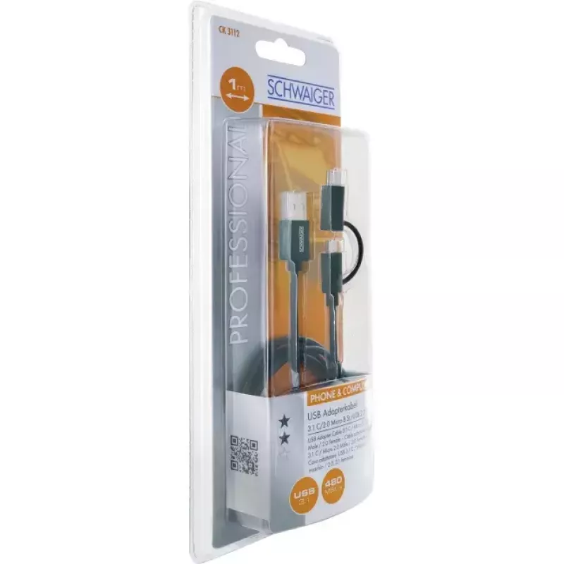 Cavo USB Schwaiger CK 3112 USB 2.0 1m USB A Micro-USB B nero