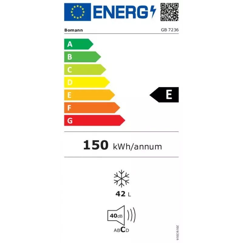 Congelatore BOMANN GB 7236, 42 l, nero, sbrinamento manuale, ≤ -18 °C, regolazione continua