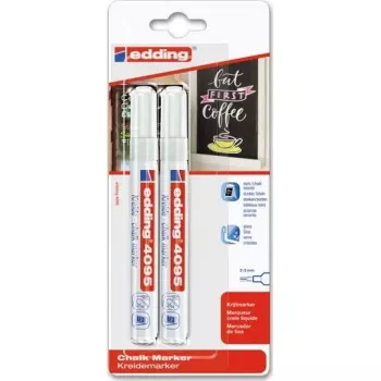 Kreidemarker Edding 2 4095 White — pennarello gessetto liquido ricaricabile, inchiostro bianco, punta tonda fine
