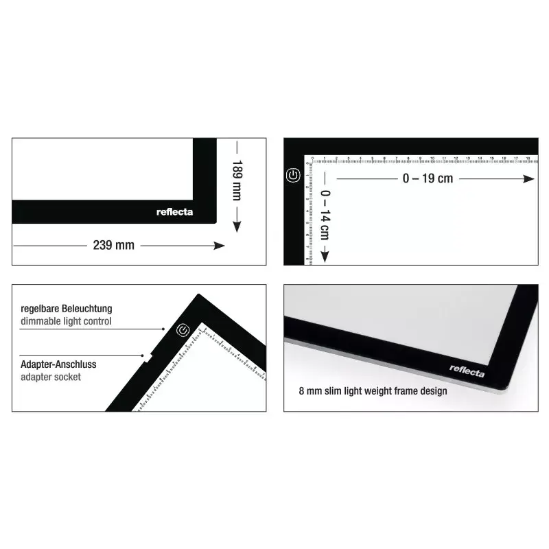 Cornice singola Reflecta LED Light Pad A5 super sottile nero 19x14 cm