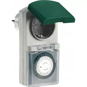 Timer meccanico REV modello 0025700409 esterno nero, quadrante analogico per circuiti