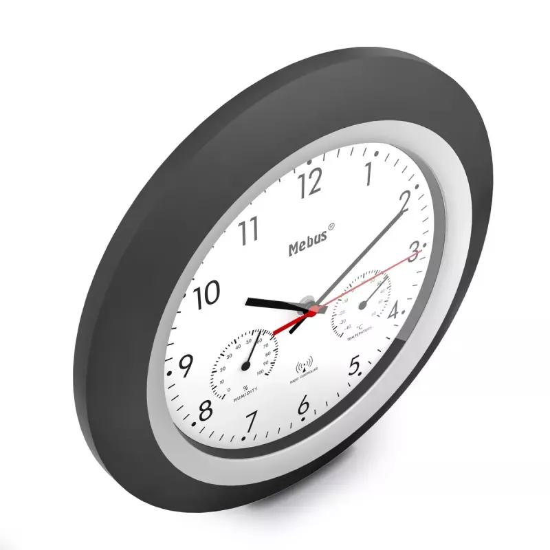 Orologio digitale Mebus 19449 rotondo nero bianco batteria AA 30 cm