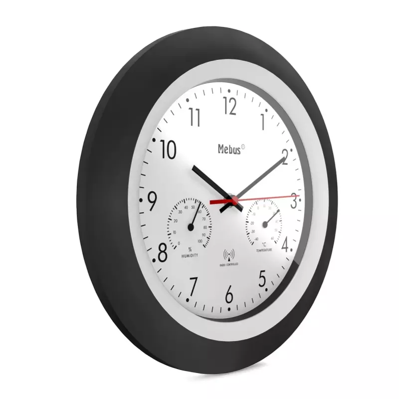 Orologio digitale Mebus 19449 rotondo nero bianco batteria AA 30 cm