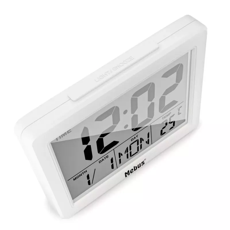 Sveglia al quarzo Mebus 25738 bianco rettangolare batteria AAA