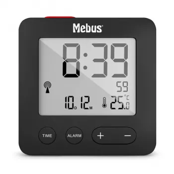Sveglia digitale Mebus 25801 nera sferica batteria AAA