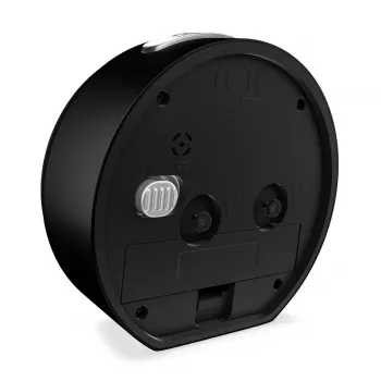 Sveglia al quarzo Mebus 25806 rotonda nera bianca analogica batteria AA