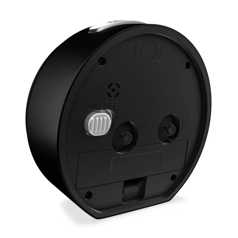 Sveglia al quarzo Mebus 25806 rotonda nera bianca analogica batteria AA