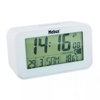 Sveglia Mebus 51461 bianca con display LCD e misurazione della temperatura