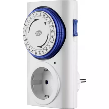 Timer analogico REV 0025400103 WS – timer meccanico da parete, bianco