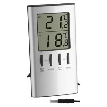 Termometro ambiente elettronico TFA-Dostmann 30.1027 per interni argento °C