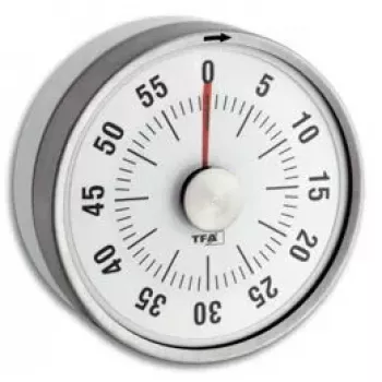 TFA-Dostmann 38.1028.02 Puck timer da cucina analogico, bianco/argento