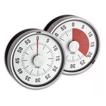 TFA-Dostmann 38.1028.10 Puck orologio da cucina analogico, nero/argento