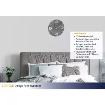 Orologio da parete TFA-Dostmann CONTOUR rotondo grigio bianco 35 cm