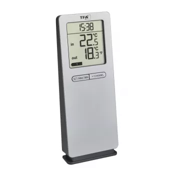 Termometro ambiente elettronico TFA-Dostmann 30.3071.54 interno/esterno argento