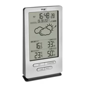 Termometro ambiente elettronico TFA-Dostmann 35.1162.54 interno/esterno nero argento
