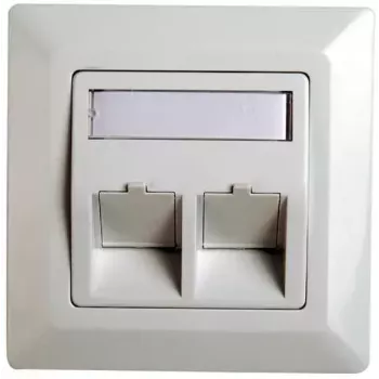 Cornice adattatore RJ45 Cat.5e Telegärtner H02010A0040 45° doppia 80x80 mm bianco alpino