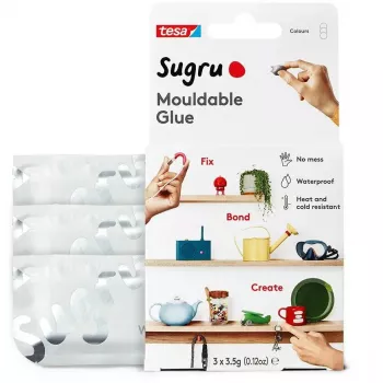 Pasta adesiva modellabile Tesa Sugru multiuso, 3 pezzi, bianco