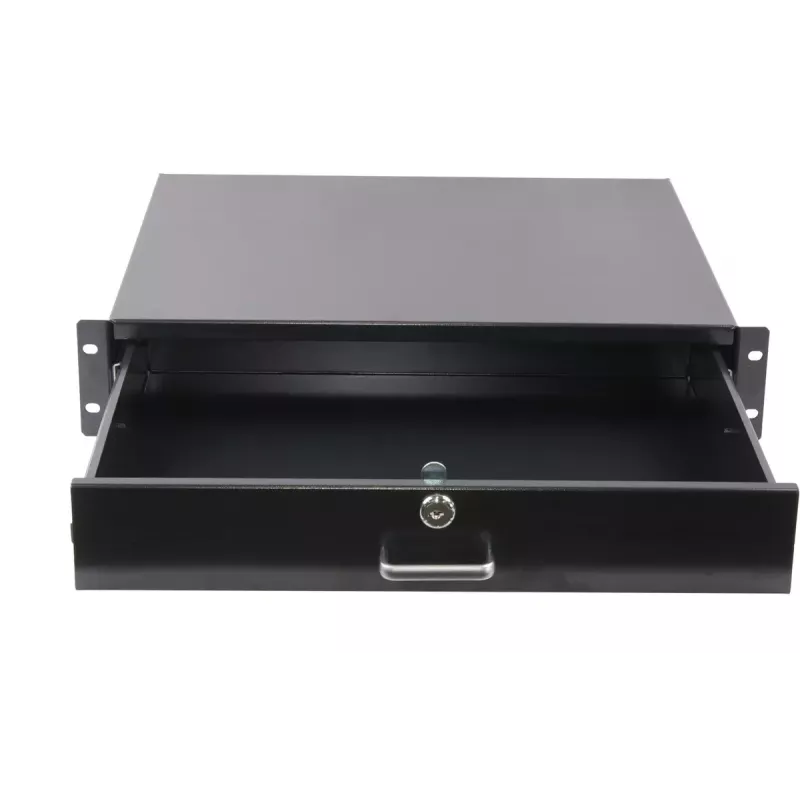 Unità a cassetto Rockstable 2 HE 19 inch cassetto con serratura acciaio nero