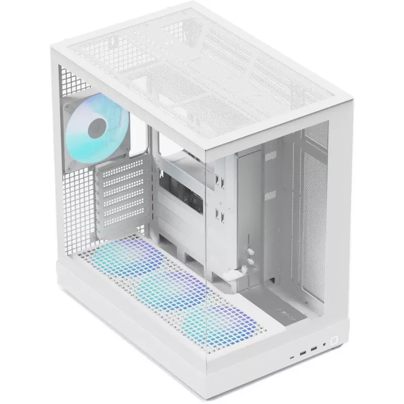 Case per PC tower APNX V2-F-WT-v1, bianco, con tre pannelli in vetro temperato