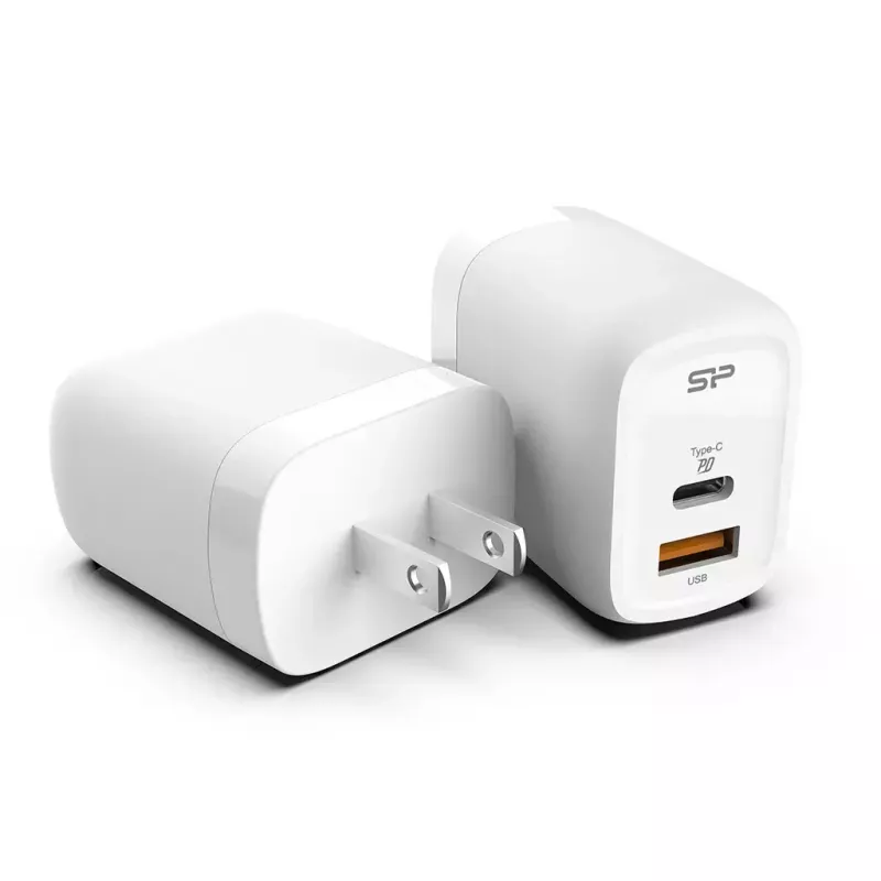 Silicon Power QM25 caricabatterie da parete 30W con due porte, USB-C e USB-A, bianco (SP30WASYQM252PCW)