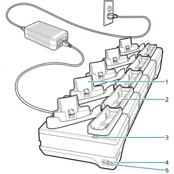 Docking station Zebra WT6400 a 5 posti con caricabatterie, modello CRD-WT64-5S5BE-01