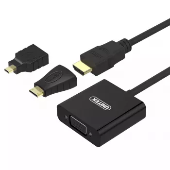 Adattatore 3 in 1 Unitek Y-6355 Micro/Mini HDMI a VGA + audio, nero