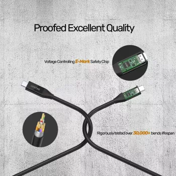 Cavo USB4 Gen 2x2 USB-C Unitek C14100BK-0.8M — 0,8 m, USB-C a USB-C, 40 Gbit/s, nero
