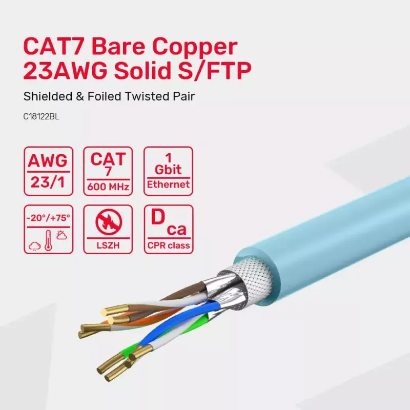 Cavo di rete UNITEK C18122BL RJ45 Cat7 305m blu