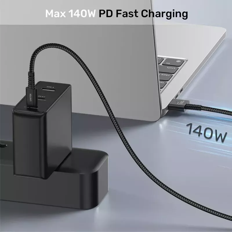 Cavo di alimentazione UNITEK C14121BK-1M nero MagSafe 3 USB C 1m 28V 5A