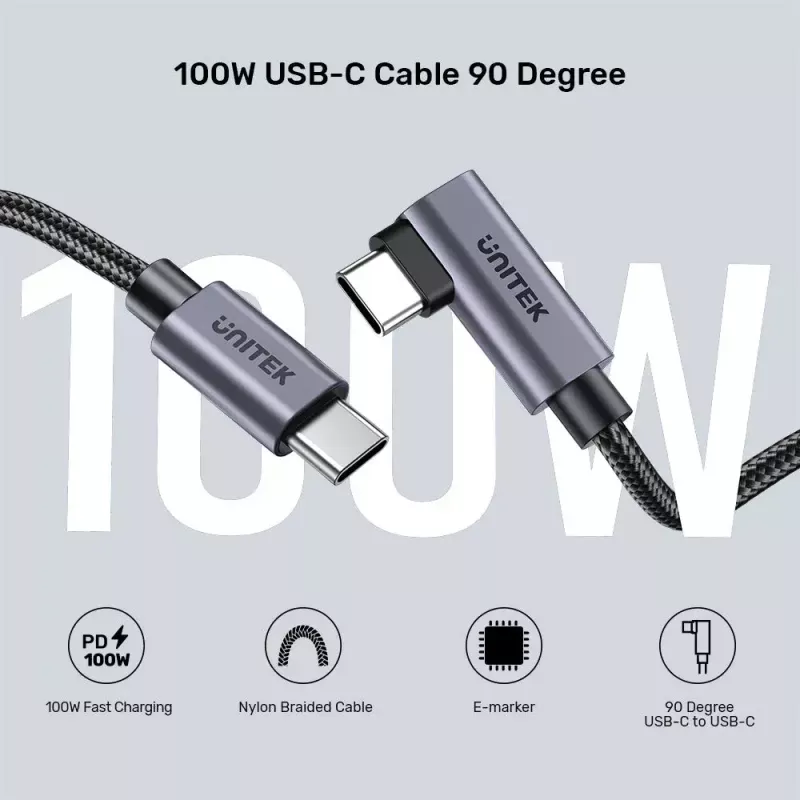 Cavo USB UNITEK C14123BK-3M USB 2.0 USB-C 3 m nero grigio