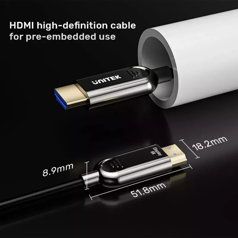 Cavo HDMI UNITEK C11085GY01-60M 60 m 2.1 48 Gbit/s nero