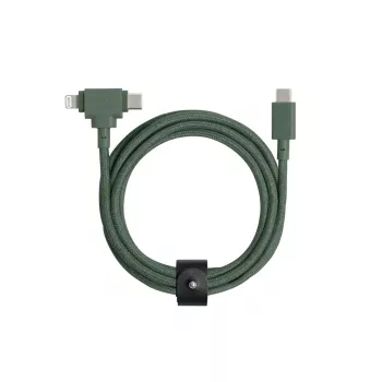 Cavo da USB-C a USB-C / Lightning Native Union Belt Cable Duo, 1,5 m, verde