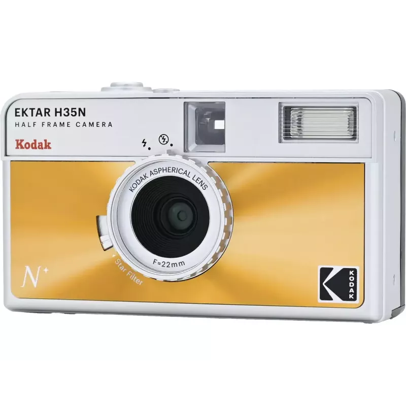 Fotocamera 35 mm Kodak EKTAR H35N glazed Orange — Point-and-Shoot, focale fissa