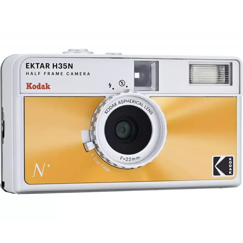 Fotocamera 35 mm Kodak EKTAR H35N glazed Orange — Point-and-Shoot, focale fissa