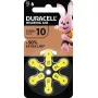 Batterie per apparecchi acustici Duracell EasyTab taglia 10, confezione da 6