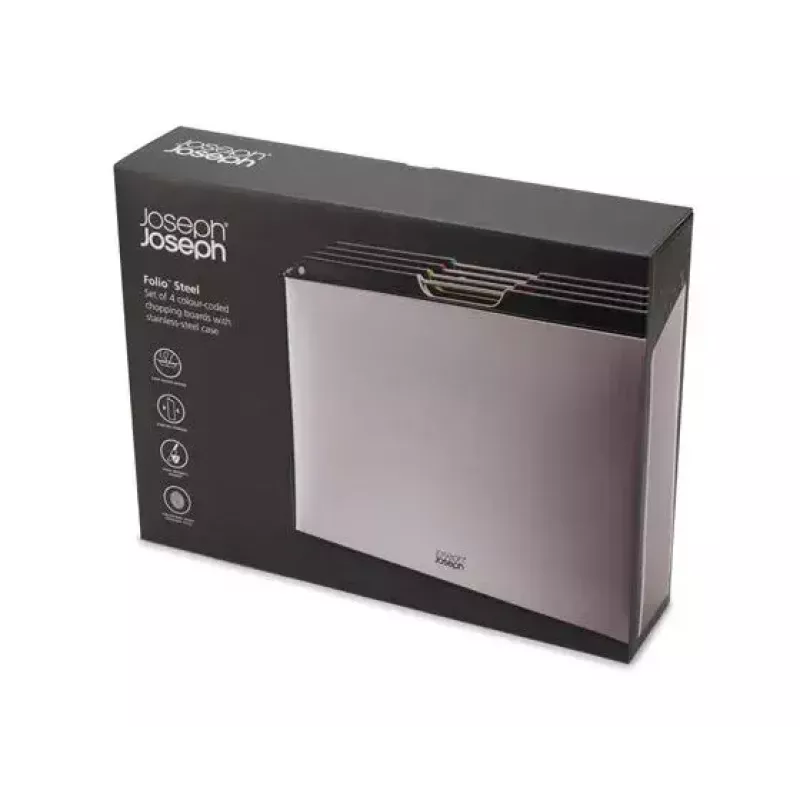Joseph Joseph Folio Steel Set di 4 taglieri con custodia in acciaio, 60170