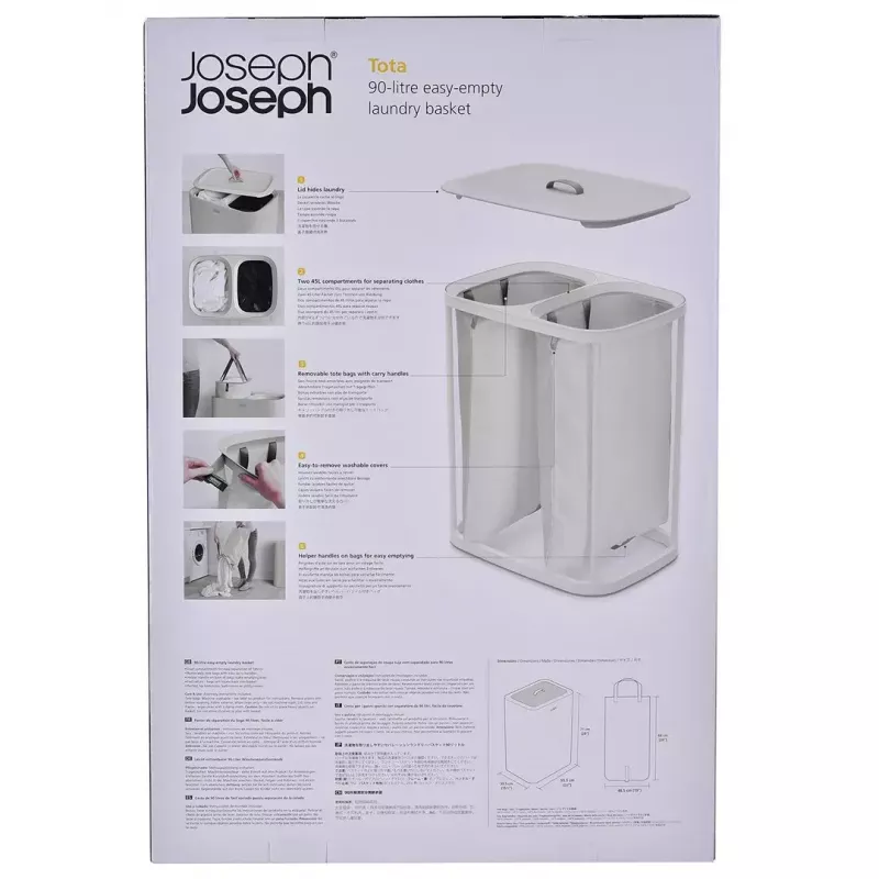 Cesto portabiancheria Joseph Joseph Tota 90L ecru — capacità 90 L, design resistente